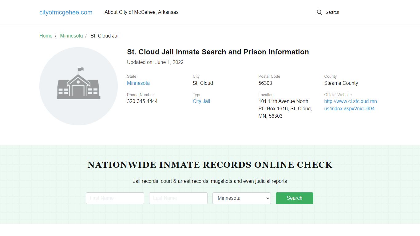 St. Cloud Jail Inmate Search and Prison Information